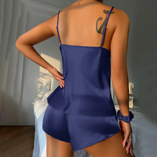 New Solid Color Ice Silk Pajamas