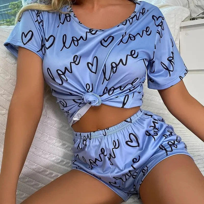 Women Pajamas Sets Short Sleeve